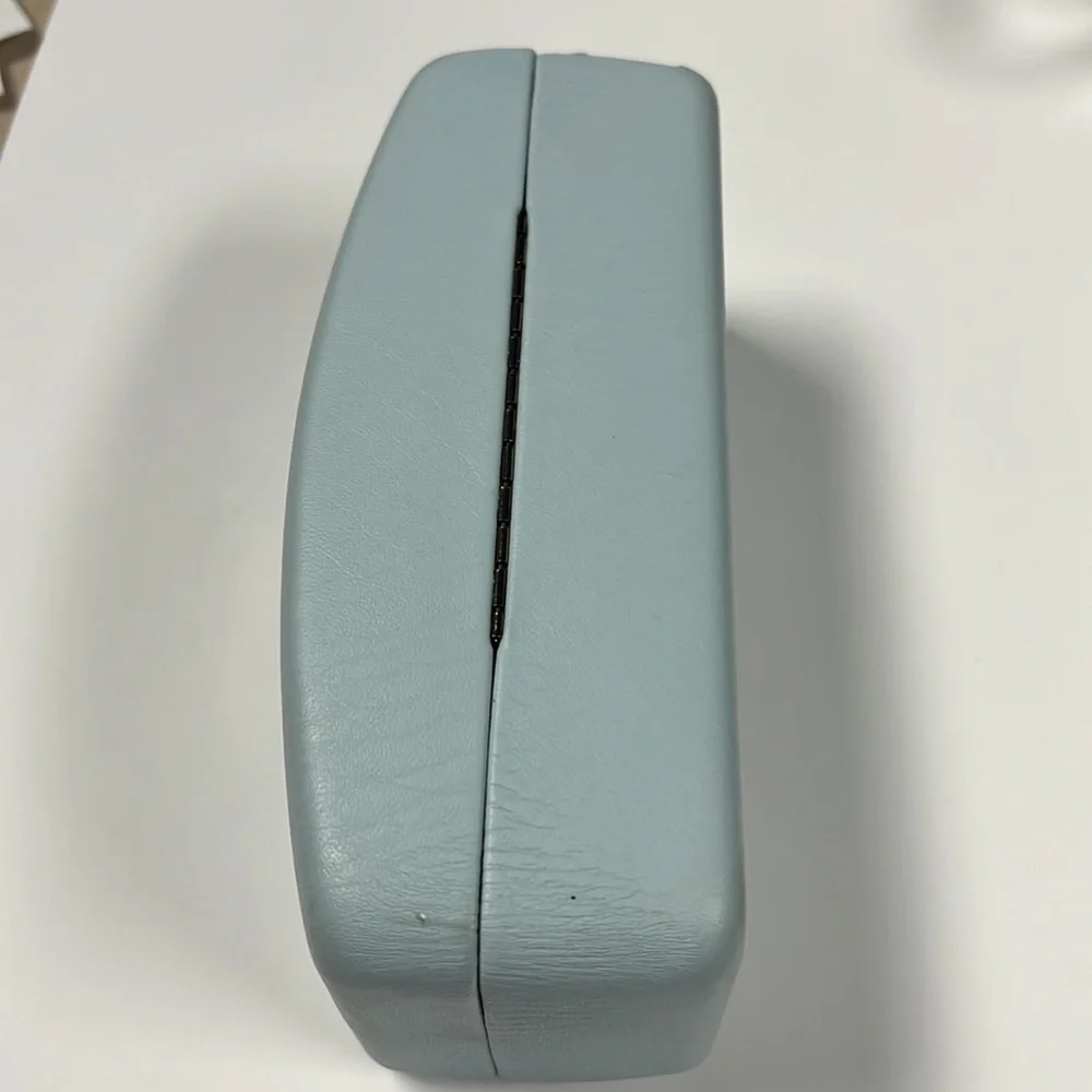 Karen Walker Light Blue Sunglasses Case with Gold Arrow Logo